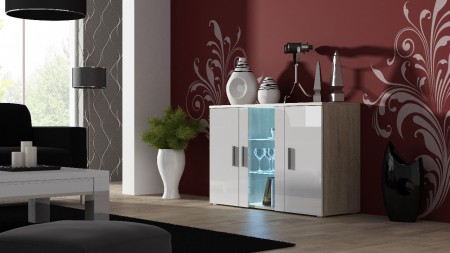 sonoma eik/hoogglans wit