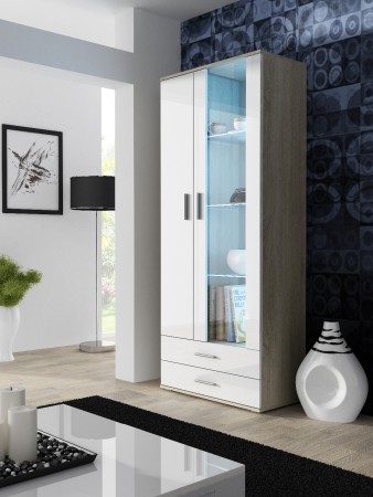 sonoma eik/hoogglans wit